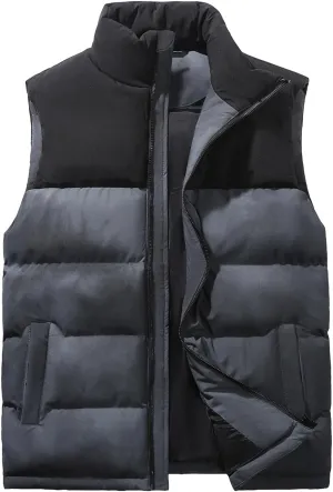 Men's Quilted Puffer Vest Sleeveless Warm Jacket Winter Water-Resistant Outdoor Puffy Vest Sizes M to 3XL