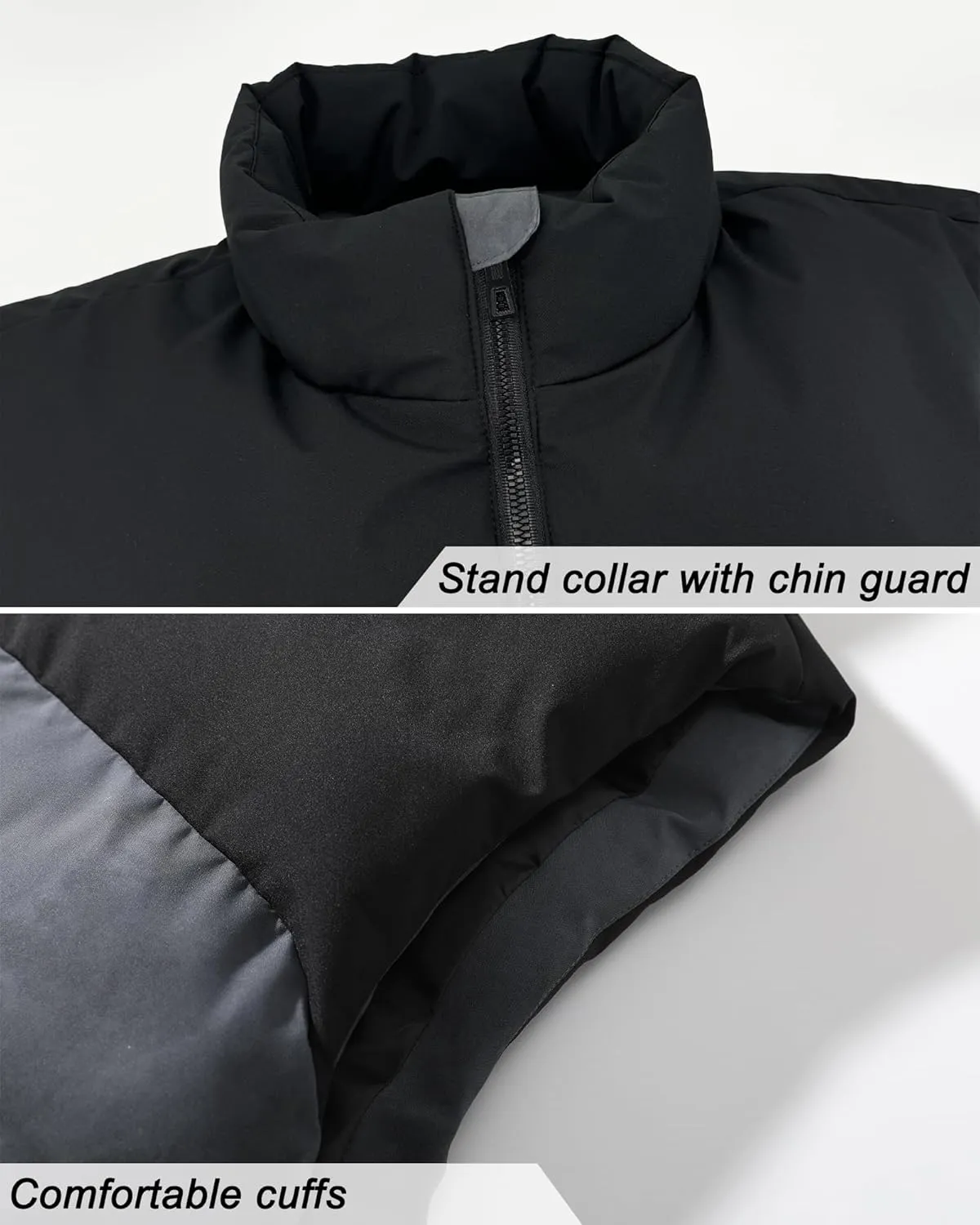 Men's Quilted Puffer Vest Sleeveless Warm Jacket Winter Water-Resistant Outdoor Puffy Vest Sizes M to 3XL