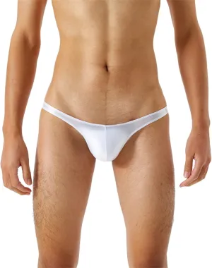 Men's Sexy G-String Thong Ice Silk Briefs Low Waist Underwear Glossy and Transparent Thongs Multi-color Underwear