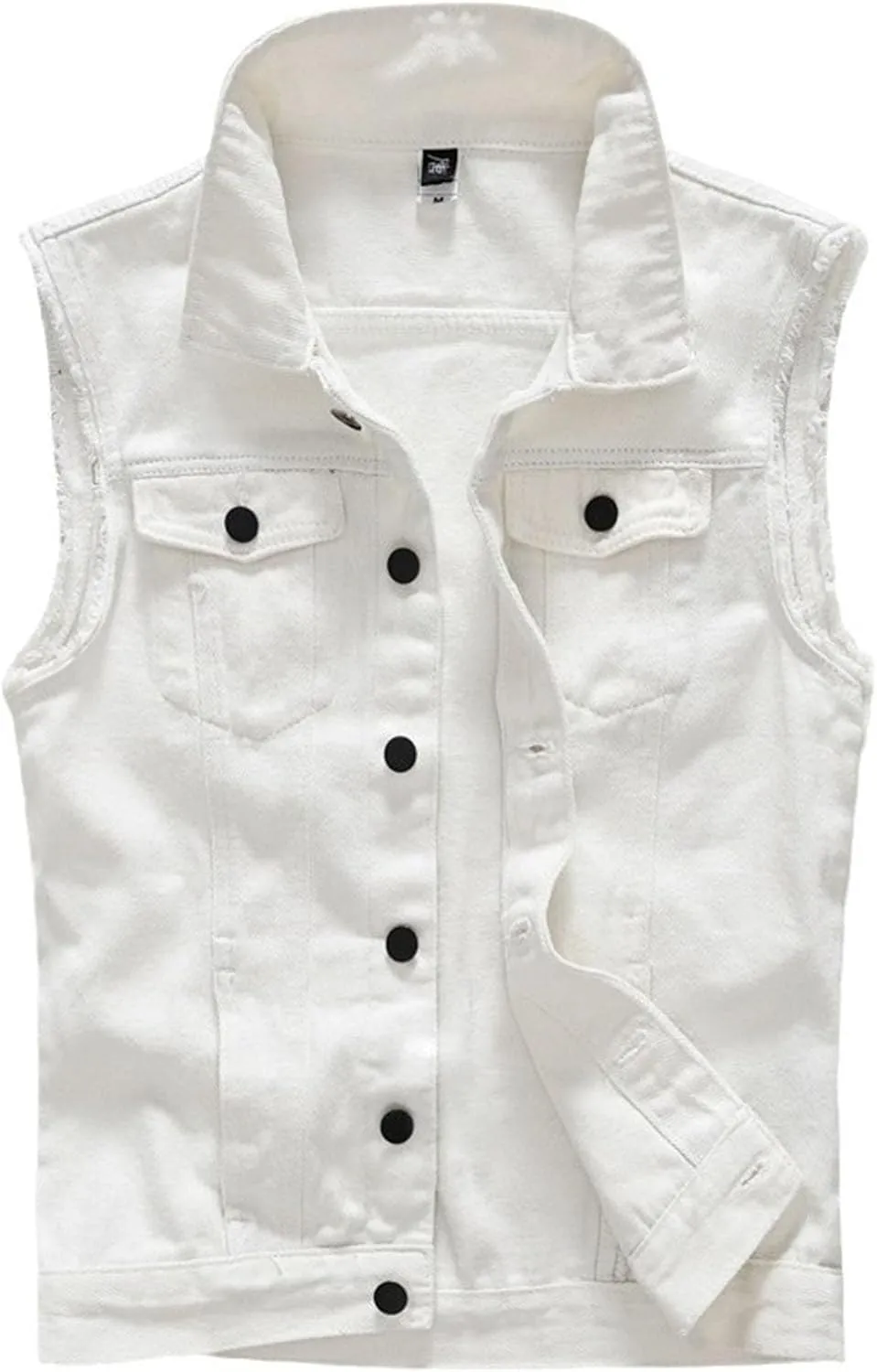 Men's Sleeveless Ripped Denim Vest Casual Slim Fit Button Down Jeans Vests Jacket