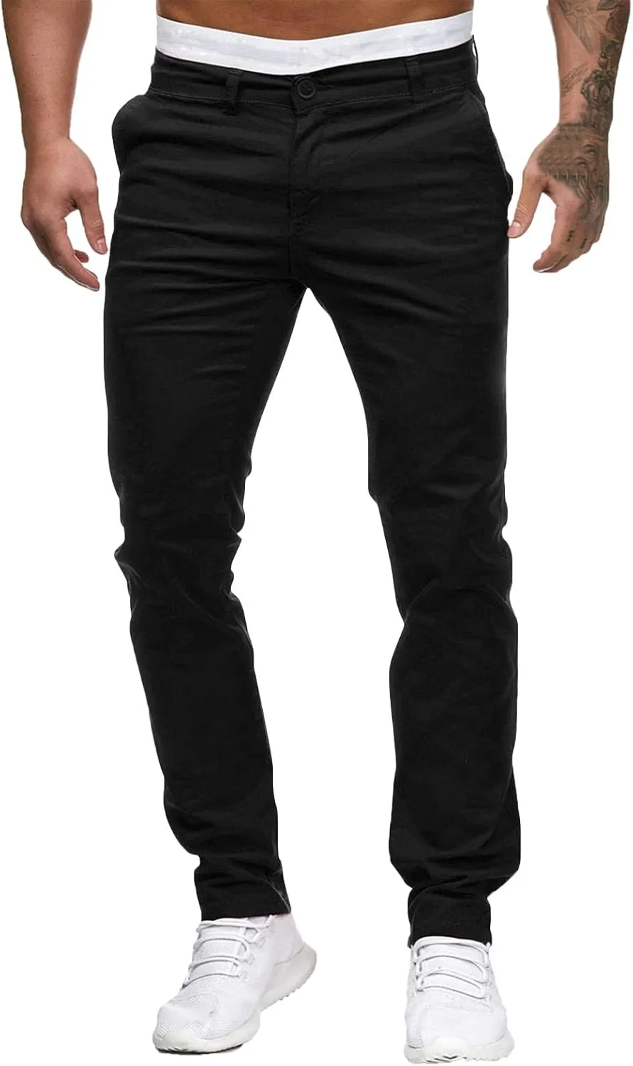 Mens Slim Fit Dress Pants Business Casual Work Suit Pants Formal Dress Trousers Comfort Stretch Flat-Front Chino Golf Pants
