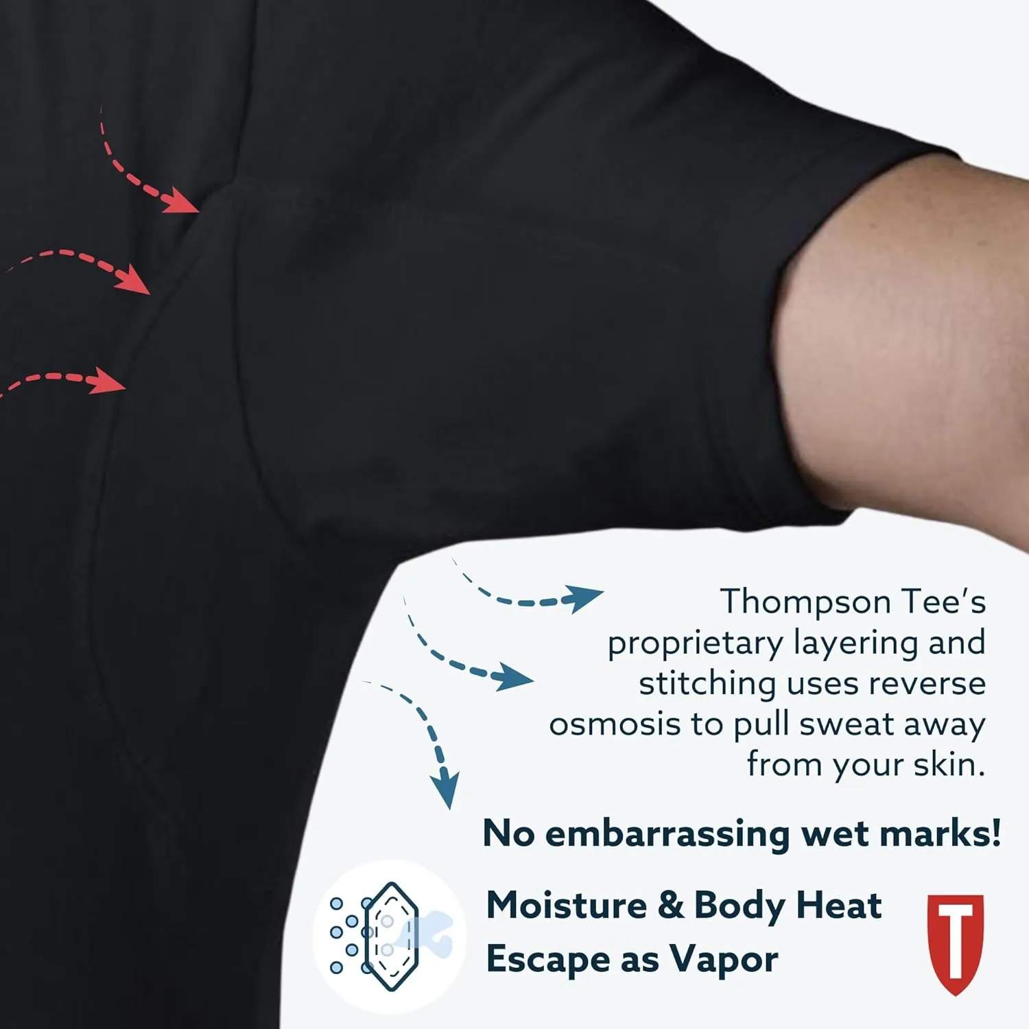 Men's Sweatproof Undershirt | Cotton Crew Neck | Original Fit | with Sweat Pads