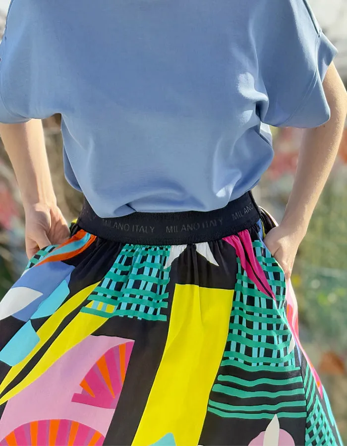 Milano Sunburst Floral Midi Skirt
