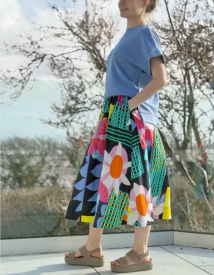Milano Sunburst Floral Midi Skirt