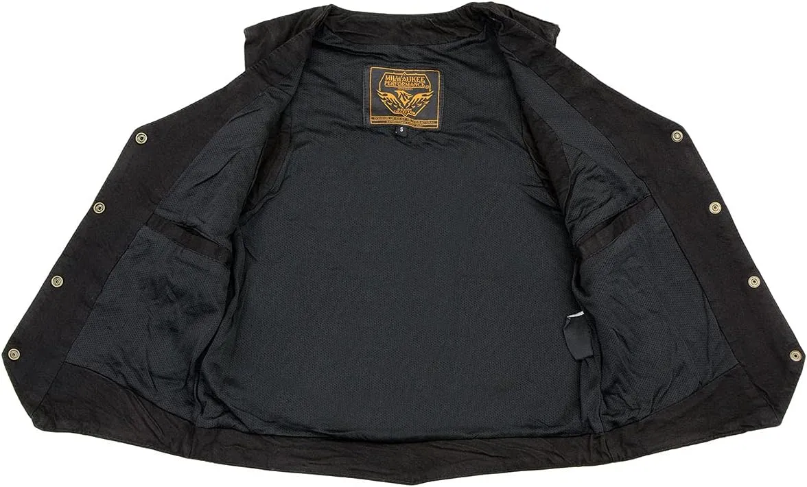 Milwaukee Leather MDL4000 Women's Black Plain Side 3 Snap Front Denim Vest
