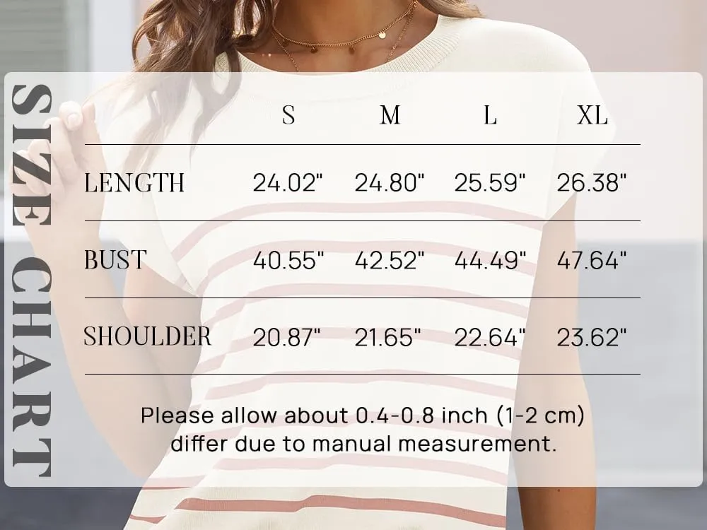 MIROL Women's Cap Sleeve Striped Tops 2025 Batwing Short Sleeve Summer Crewneck Tee Knit Casual Loose Shirts