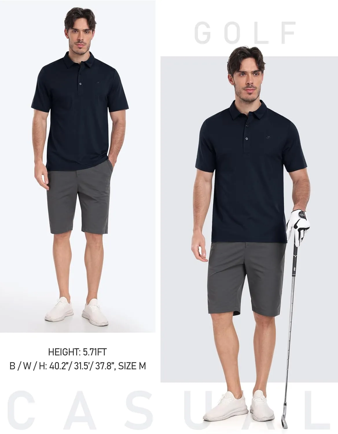 MoFiz Men's Henley Polo Shirts Short Sleeve Moisture Wicking Collarless Golf Polo Shirt Summer Casual