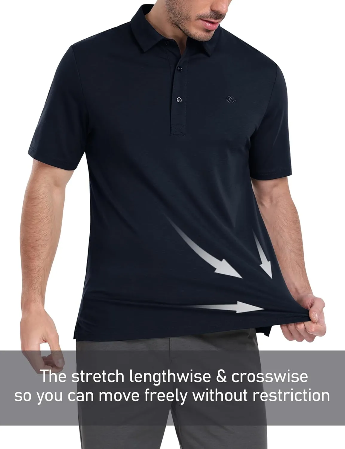 MoFiz Men's Henley Polo Shirts Short Sleeve Moisture Wicking Collarless Golf Polo Shirt Summer Casual