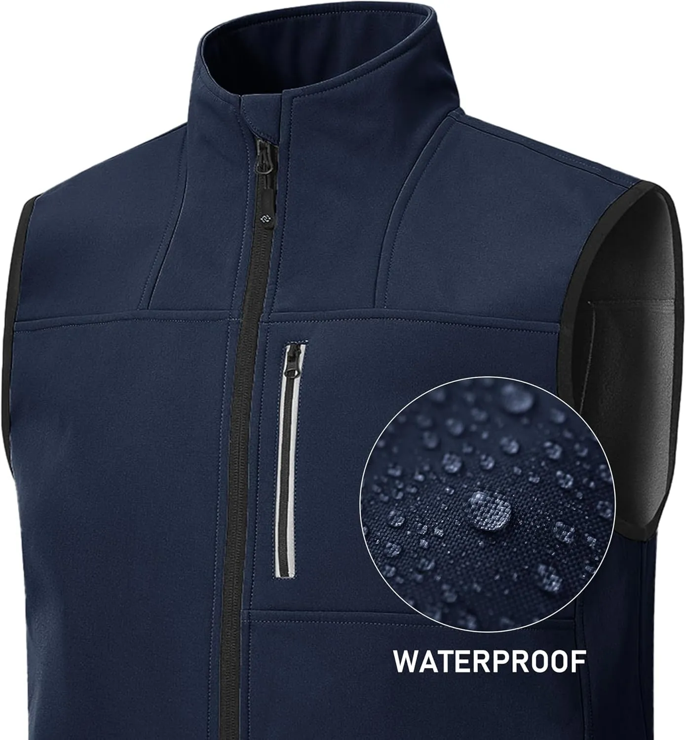 MoFiz Men's Vest Outerwear,Vest for men,Full Zip Fleece Lined Light Softshell Windproof Sleeveless Jacket for Hiking Golf