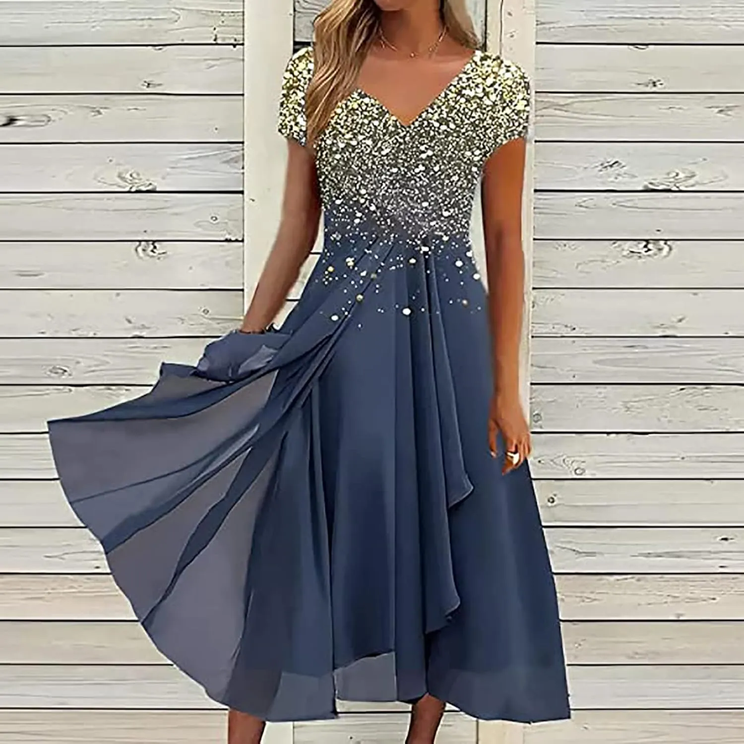 Mother of The Bride Dresses Petite Length Lace Appliques Formal Evening Party Prom Gown Chiffon Short Sleeve A-Line