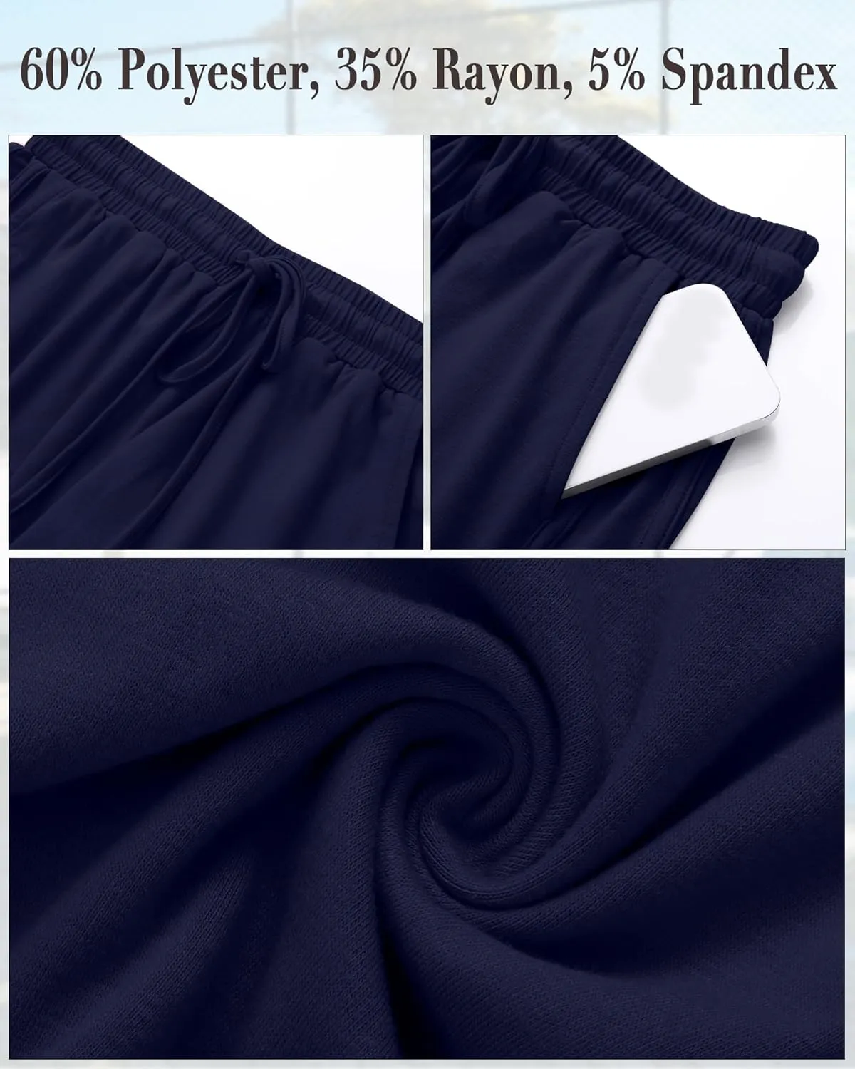 Neer 4 Pack Women's Sweat Shorts, Cotton Casual Athletic Workout Shorts with Pockets Drawstring Summer Lounge Bottoms