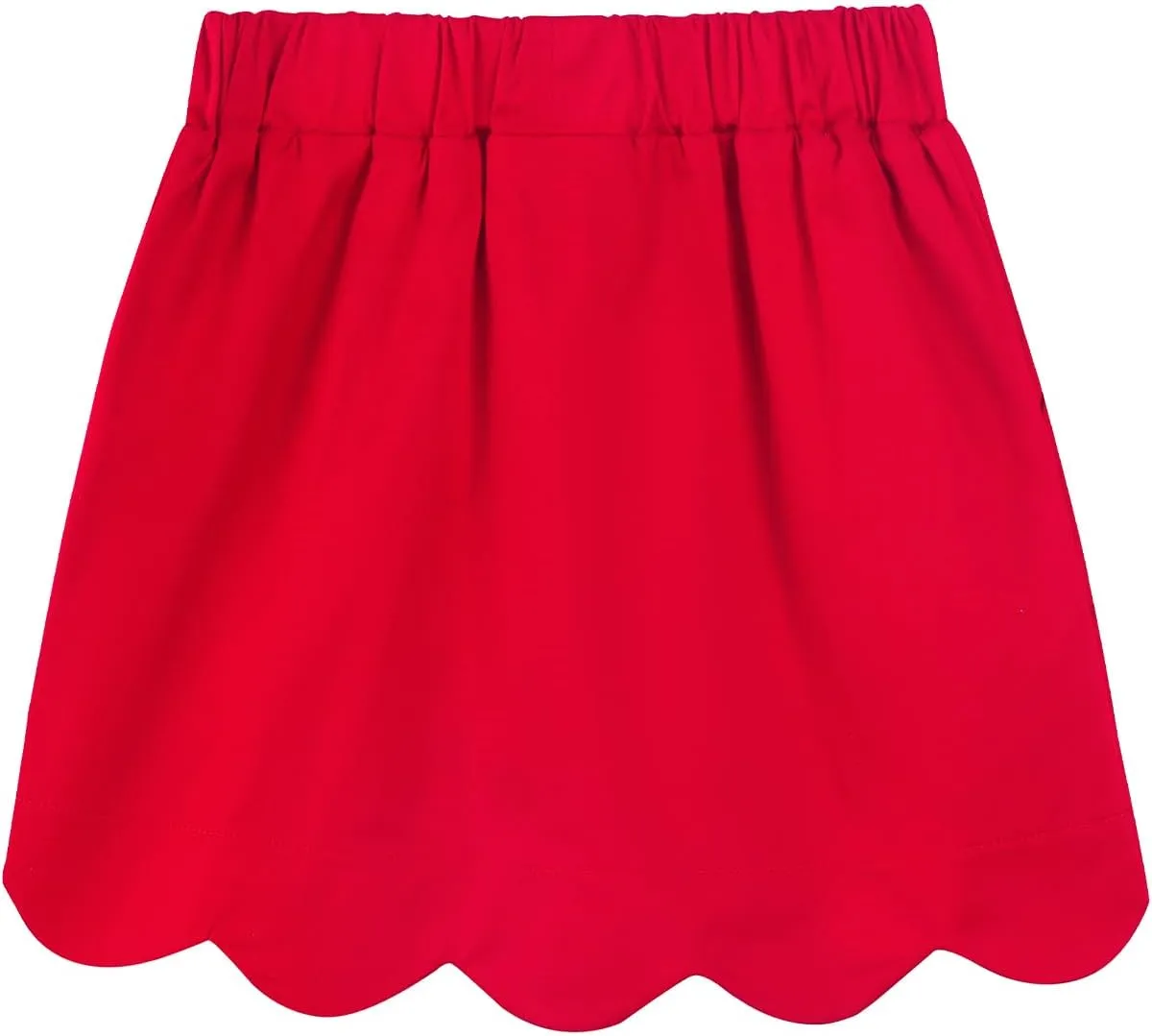 Noomelfish Girls Scalloped Uniform Skirts Stretch Cute School Skort with Pockets (5-12 Years)
