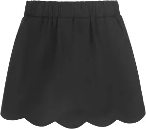 Noomelfish Girls Scalloped Uniform Skirts Stretch Cute School Skort with Pockets (5-12 Years)