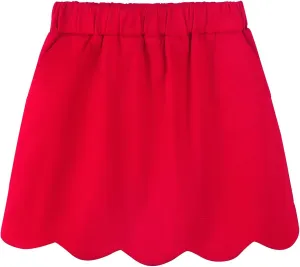 Noomelfish Girls Scalloped Uniform Skirts Stretch Cute School Skort with Pockets (5-12 Years)