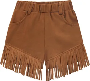 Noomelfish Kids Faux Suede Fringe Shorts Tassel Cowgirl Outfits with Pockets (5-12 Years)