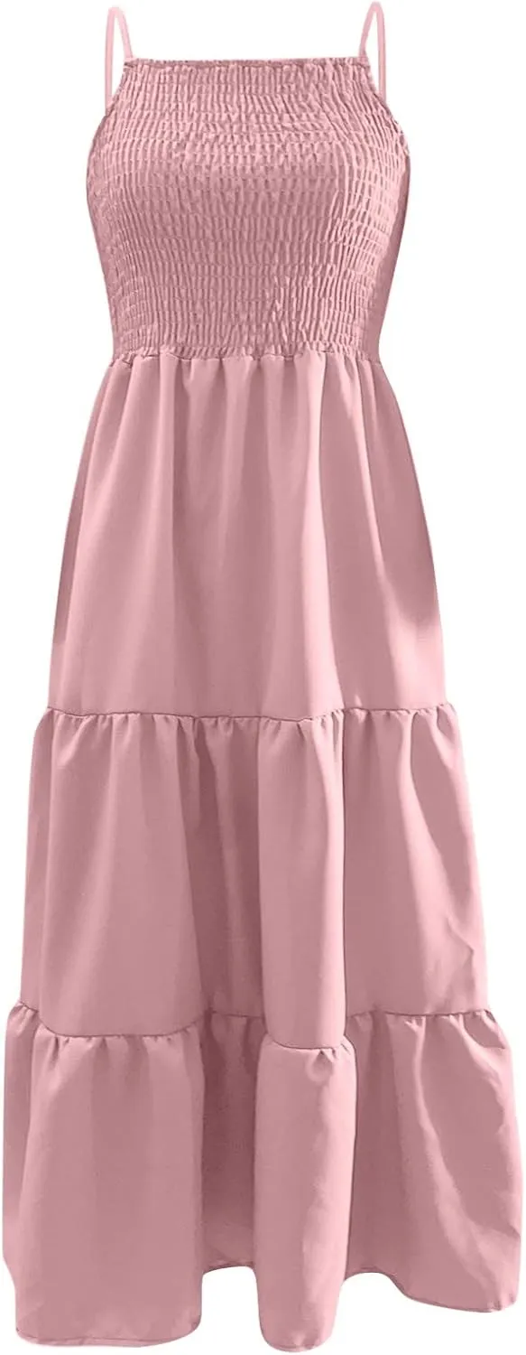 Ollysqiar Dresses Women's 2023 Floral Summer Dress Wrap V Neck Short Sleeve Belted Ruffle Hem A-Line Bohemian Dresses A02 11