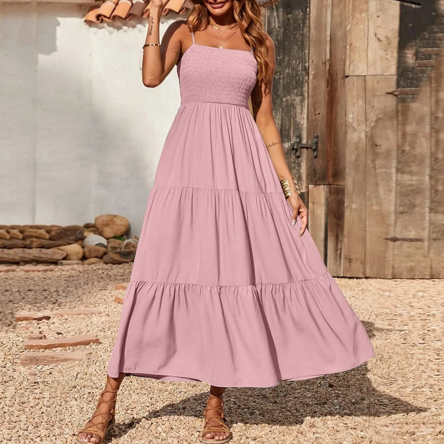 Ollysqiar Dresses Women's 2023 Floral Summer Dress Wrap V Neck Short Sleeve Belted Ruffle Hem A-Line Bohemian Dresses A02 11