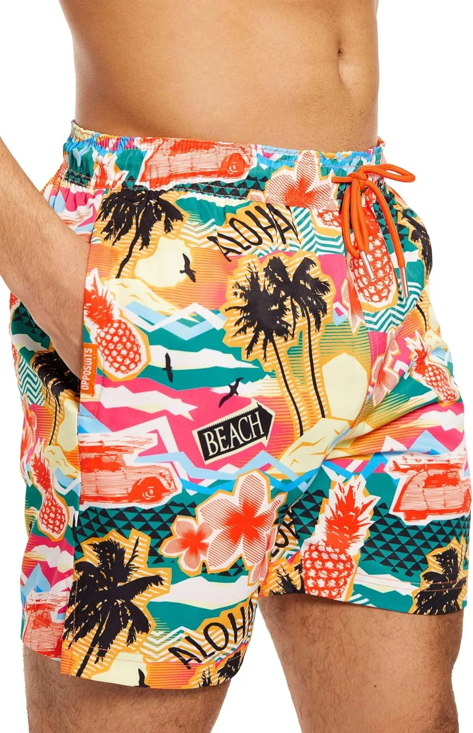 Opposuits Swim Shorts for Men - Summer Beach and Pool Shorts - Loose Fit - Including Drawstrings & Zippers