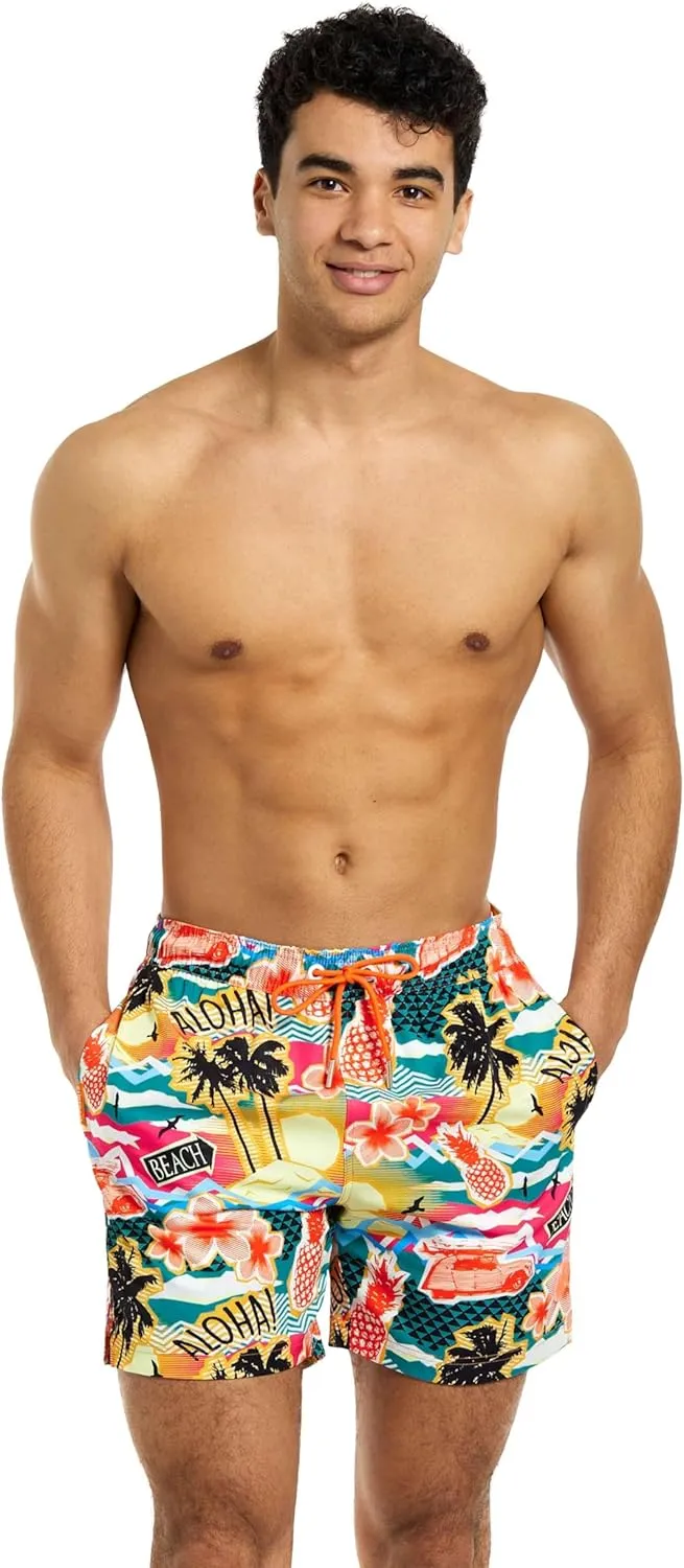 Opposuits Swim Shorts for Men - Summer Beach and Pool Shorts - Loose Fit - Including Drawstrings & Zippers