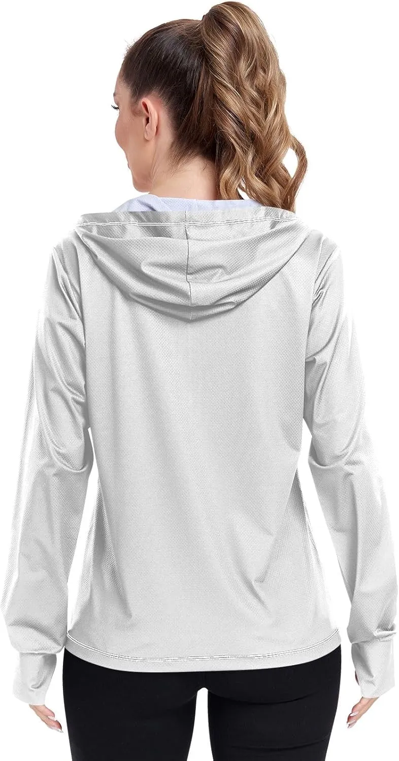 Orange Womens Upf Hoodie UPF 50  UV Sun Protection Clothing Women's Hoodie Zip Front Rash Guard
