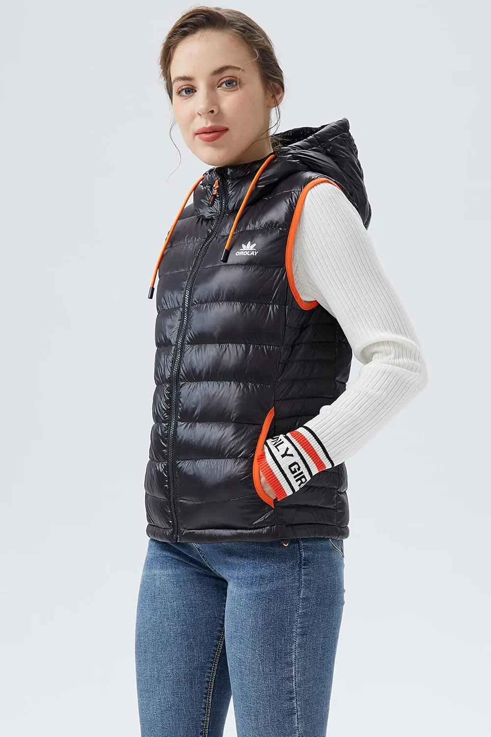 Orolay Women's Ultra Lightweight Down Vest Stand Collar Winter Coat