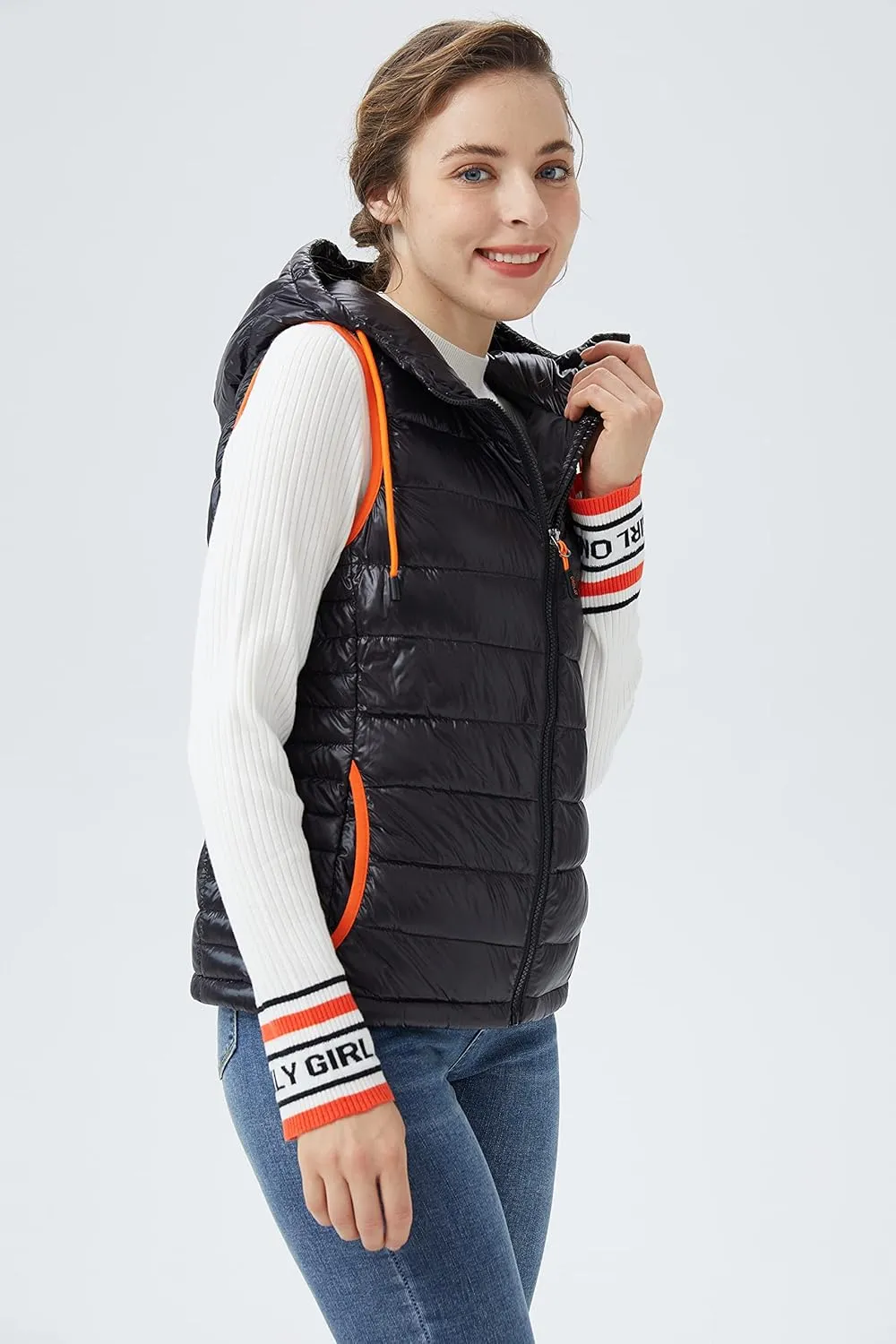 Orolay Women's Ultra Lightweight Down Vest Stand Collar Winter Coat
