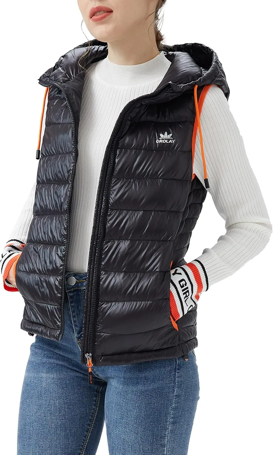 Orolay Women's Ultra Lightweight Down Vest Stand Collar Winter Coat