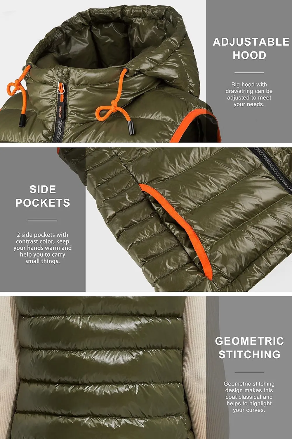 Orolay Women's Ultra Lightweight Down Vest Stand Collar Winter Coat