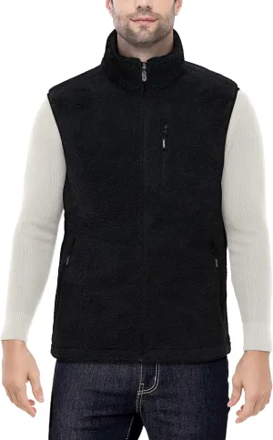 Outdoor Ventures Men's Full-Zip Lightweight Polar Fleece Vest Outerwear with 5 Pockets Warm Winter Sleeveless Jacket Casual