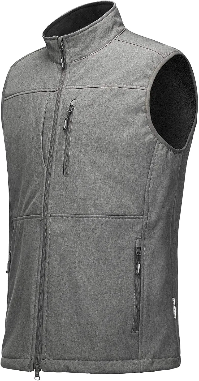 Outdoor Ventures Men's Running Vest Outerwear, Lightweight Windproof Fleece-Lined Softshell Sleeveless Jacket for Golf