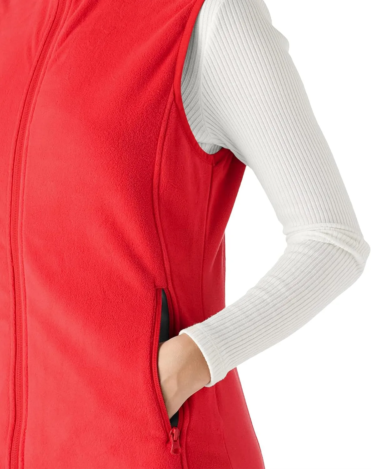 Outdoor Ventures Women's Fleece Vest, Zip Up Lightweight Soft Running Vest Outerwear Sleeveless with Pockets