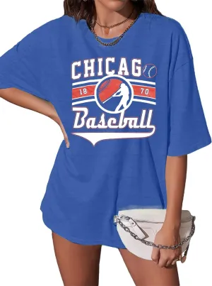 Oversized Baseball Shirt Women Vintage Baseball Graphic Tee Baseball Season Tshirt Causal Short Sleeve Tops