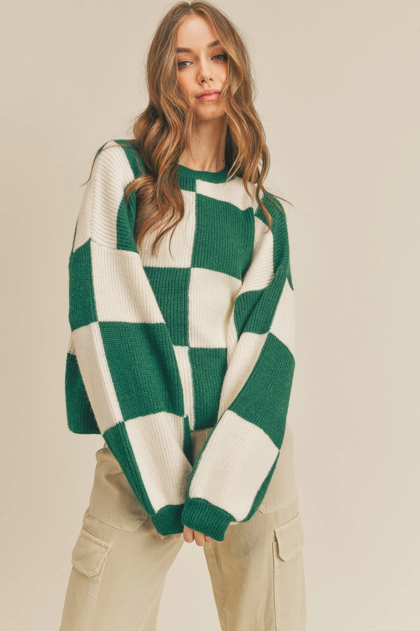 Oversized Checkered Sweater