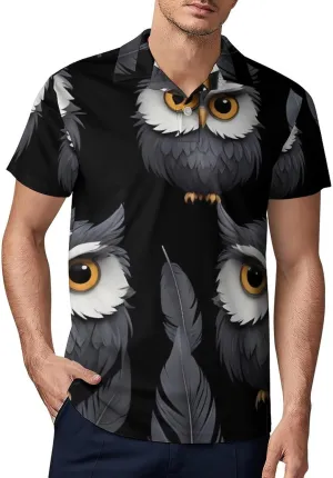 Owl Pattern Men's Short Sleeve Polo Shirts Regular-Fit Quick-Dry Casual Golf T-Shirts Summer Pullover Tennis T-Shirt Tops