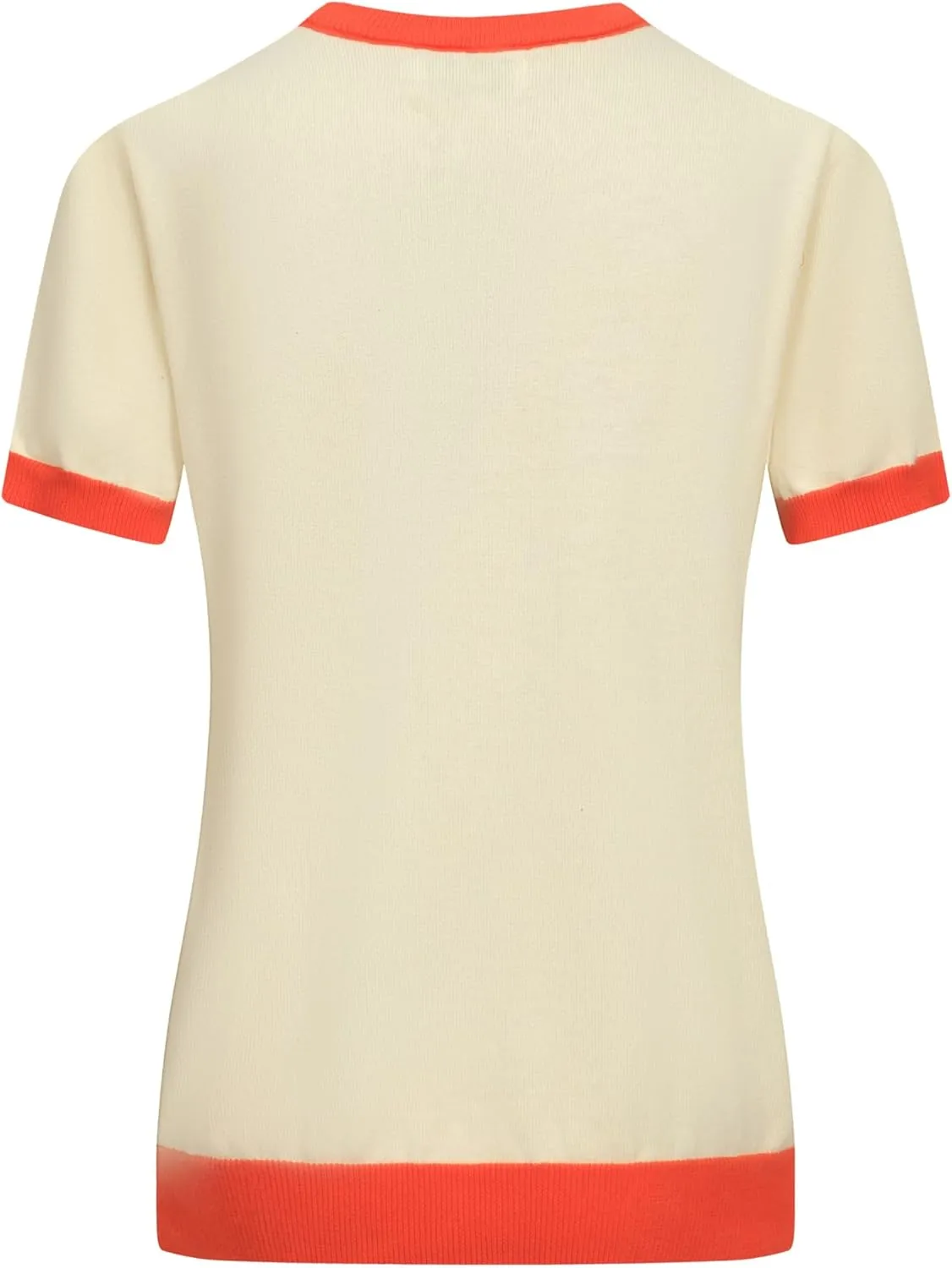 OXKnit Women's 1960s Retro Knit Short Sleeve T-Shirts, Crew Neck Casual Knit Top