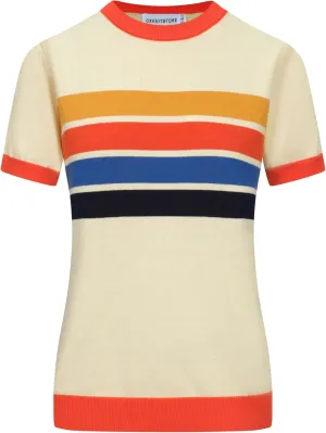 OXKnit Women's 1960s Retro Knit Short Sleeve T-Shirts, Crew Neck Casual Knit Top