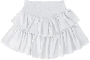 OYOANGLE Women's High Waist Tiered Skirt Cute Summer Flowy Ruffle Mini Skirts