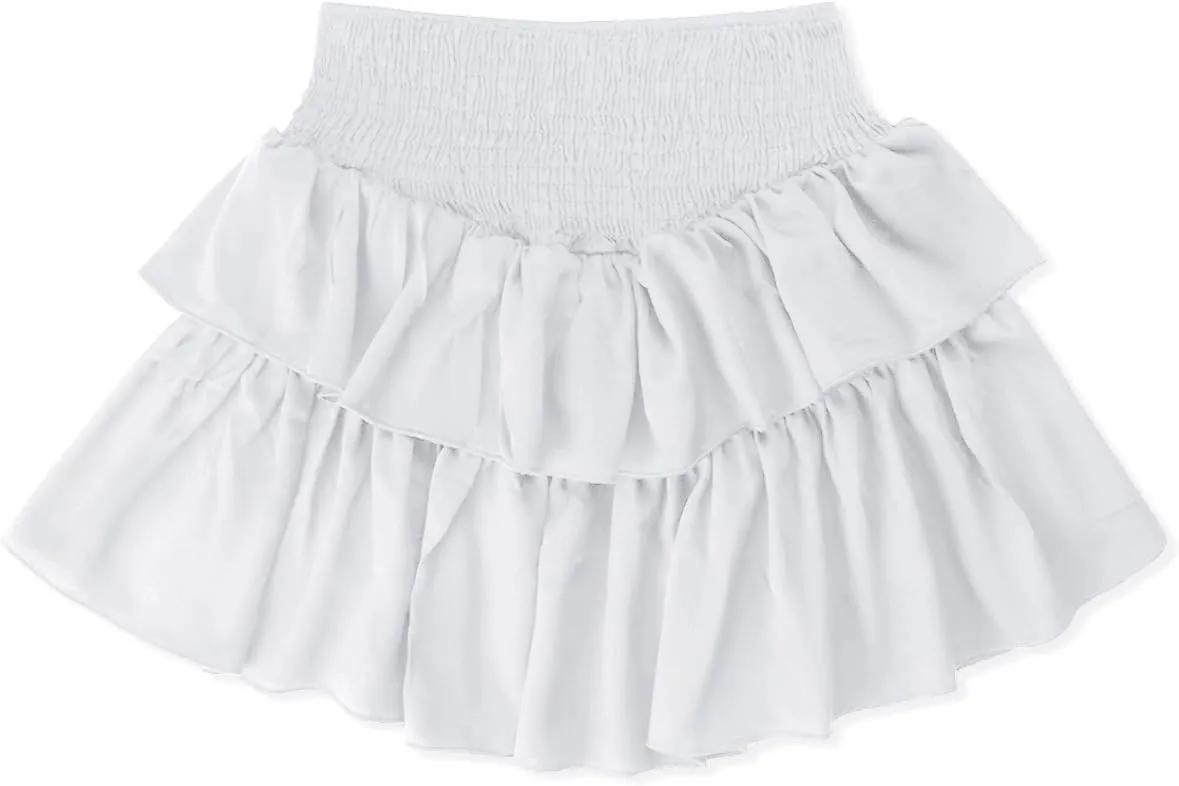 OYOANGLE Women's High Waist Tiered Skirt Cute Summer Flowy Ruffle Mini Skirts