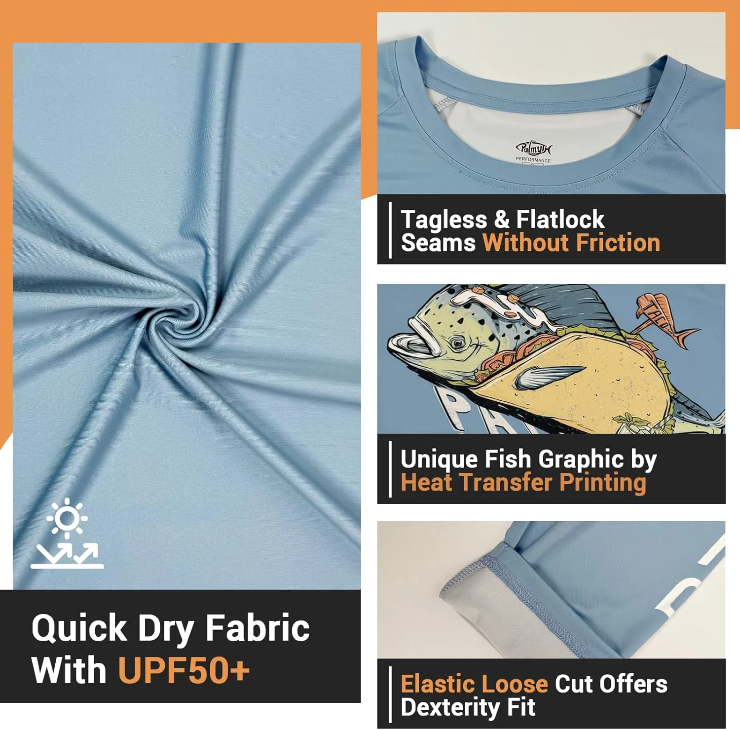 Palmyth Fishing Shirts for Men Long Sleeve UPF 50  T Shirt Sun Protection Tee