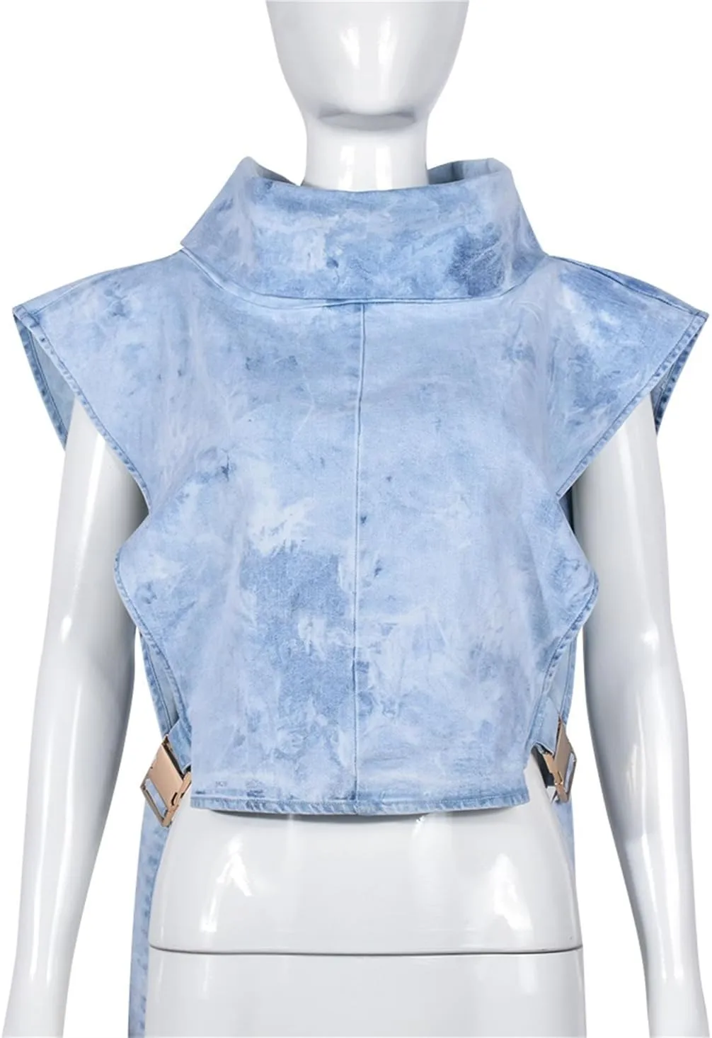 PAODIKUAI Women's Sleeveless Denim Crop Top Vest Y2K Sexy Summer Jean Vest Shirt Tank Tops Waistcoat Jacket