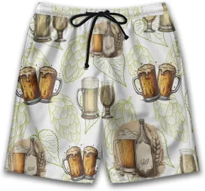 Party Mens Swim Trunks - Beer Swimming Trunks for Men - Tropical Drawstring Beach Shorts, Mens Swim Shorts S31.1