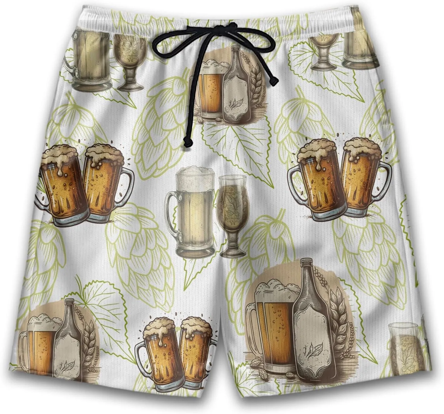 Party Mens Swim Trunks - Beer Swimming Trunks for Men - Tropical Drawstring Beach Shorts, Mens Swim Shorts S31.1