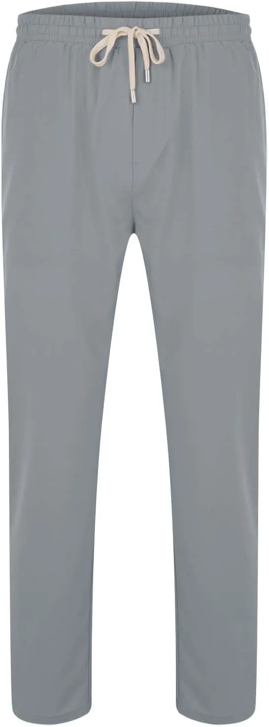 Plain Casual Pants for Men Straight Leg Drawstring Waist Trousers Summer Outdoor Lightweight Slacks with Pockets