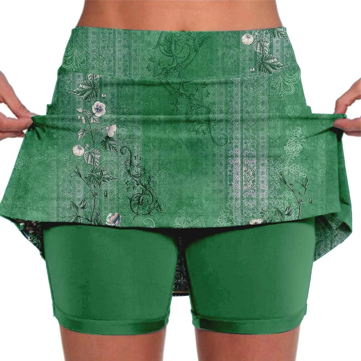 Plus Size Athletic Skorts for Women Summer Tummy Control Outfits High Waist Hiking Casual Fittted Skirt with Pockets