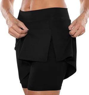 Plus Size Skorts for Curvy Women Short Tennis Skirt with Slit Pockets Built in Shorts High Waisted Workout Outfits