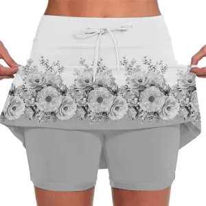 Plus Size Skorts for Women High Waisted Athletic Tennis Tummy Control Golf Skirts with Shorts Pockets Biker Shorts