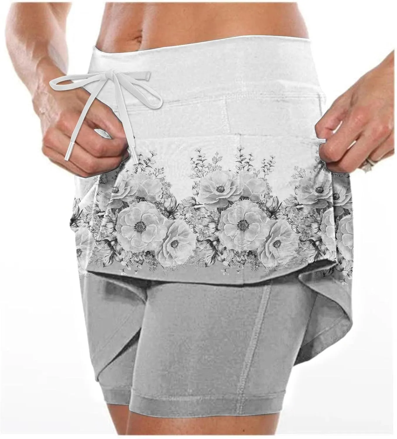 Plus Size Skorts for Women High Waisted Athletic Tennis Tummy Control Golf Skirts with Shorts Pockets Biker Shorts