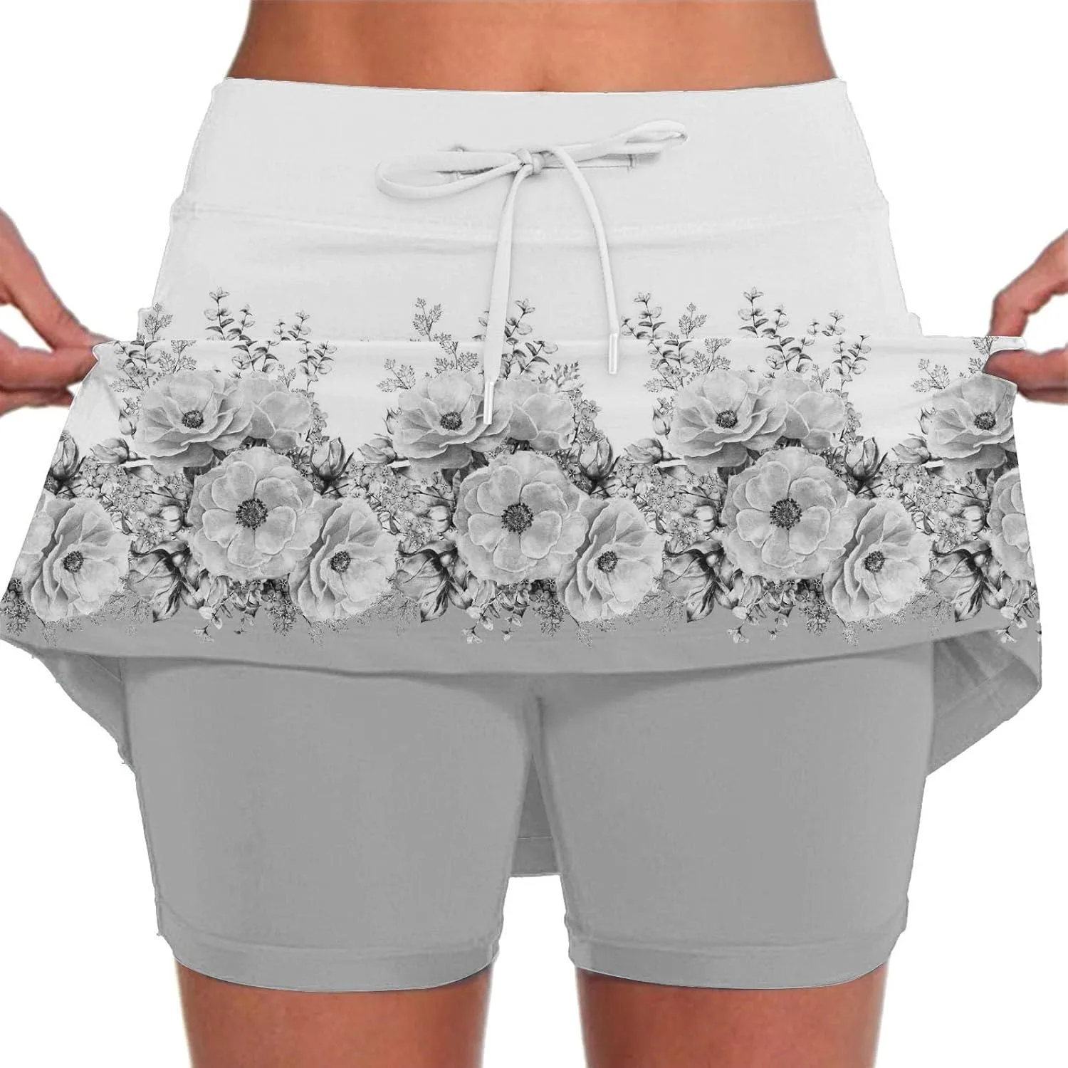 Plus Size Skorts for Women High Waisted Athletic Tennis Tummy Control Golf Skirts with Shorts Pockets Biker Shorts