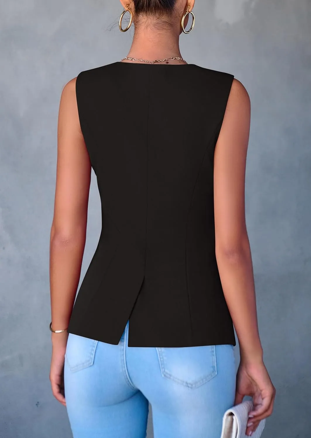 PRETTYGARDEN Women's Suit Vest Tops 2025 Summer Dressy Casual Business Button Sleeveless Trendy Fashion Blazer Waistcoat