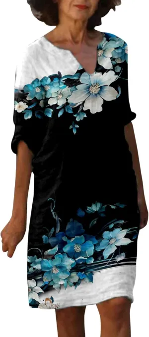 PTOLOCIF Boho Dresses for Women 2025 Cotton Linen Midi Dress Plus Size Short Sleeve Tshirt Dresses Crew Neck Shift Dress